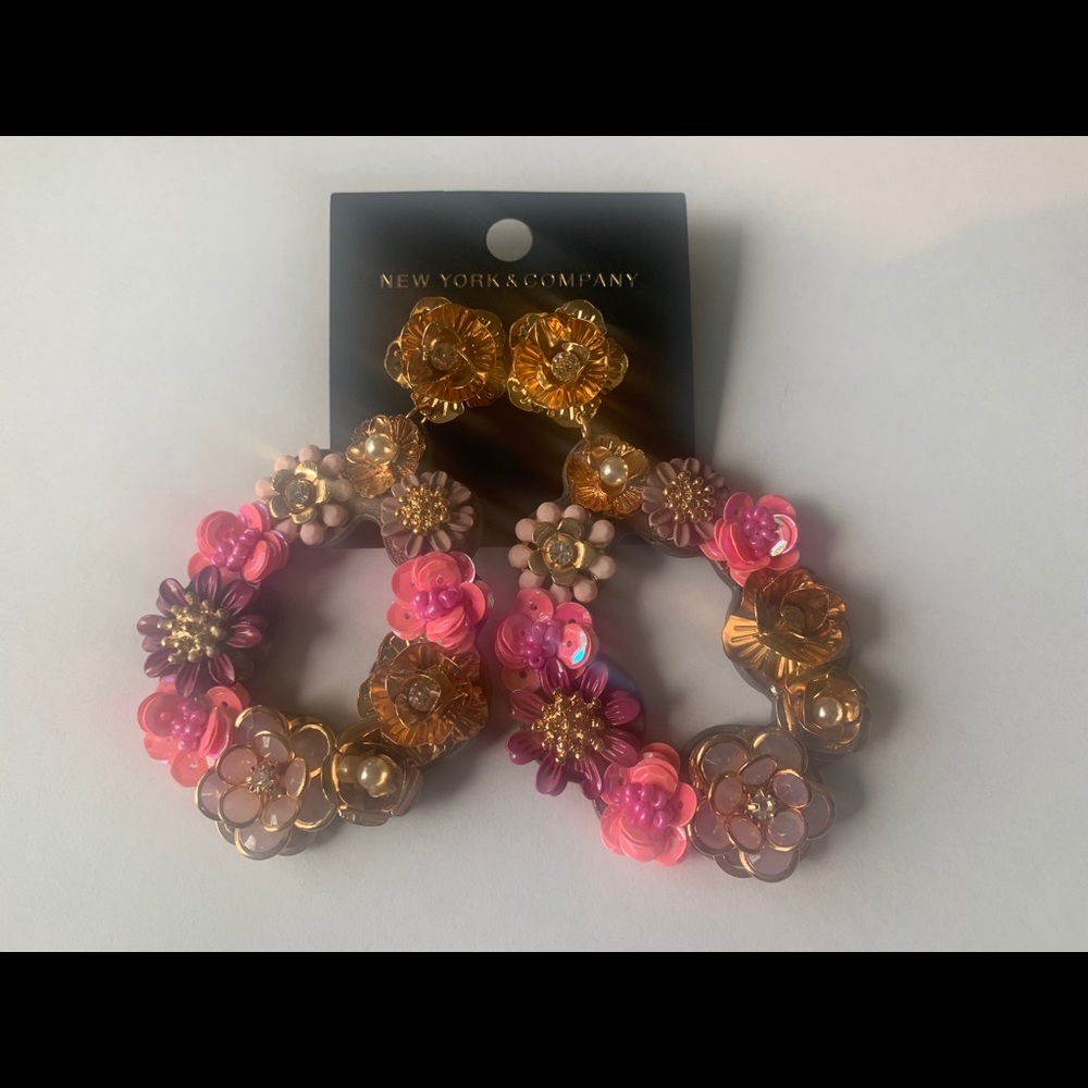 New York & Company Floral Statement Earrings